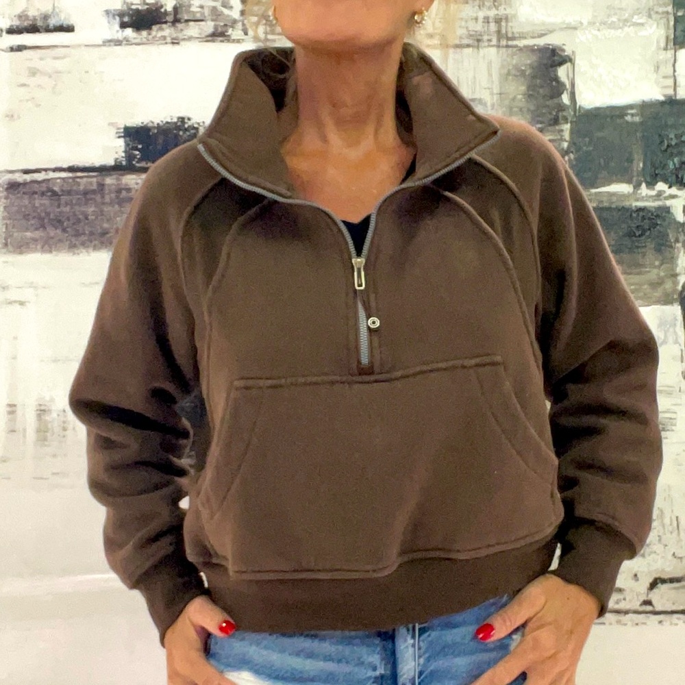 Trendy Queen half zip hoodie size small oversized, excellent condition brown